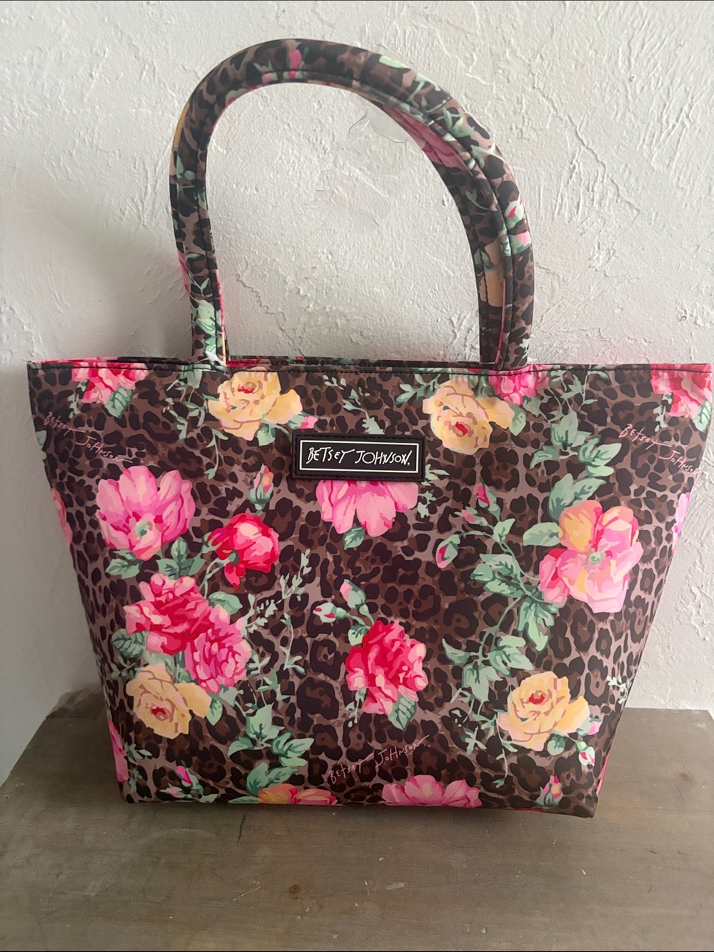 NWT Betsey Johnson Leopard Floral Zipper Insulated Lunch Bag